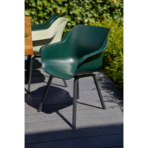 Lot de 2 chaises Sophie Element Armchair en résine - pieds en aluminium - Vert Forêt - CHALET & JARDIN