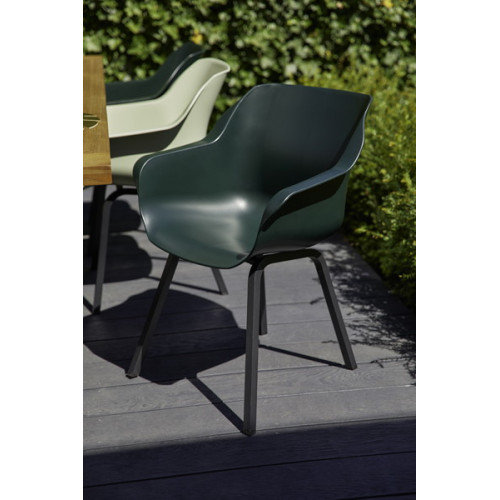 Lot de 2 chaises Sophie Element Armchair en résine - pieds en aluminium - Vert Forêt - CHALET & JARDIN