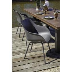 Lot de 2 chaises Sophie Rondo Elegance en résine - pieds en aluminium - Anthracite - CHALET & JARDIN