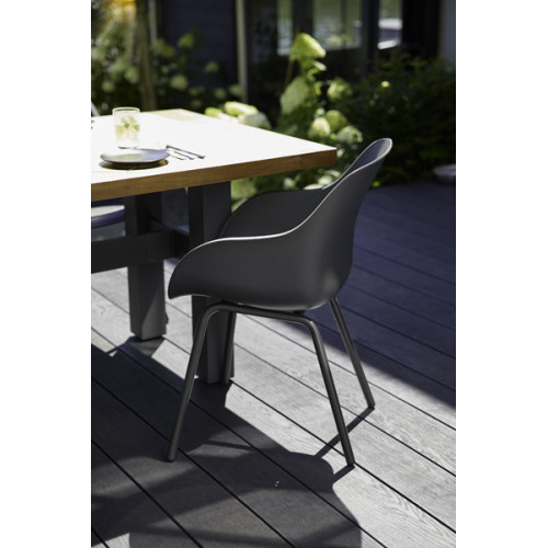 Lot de 2 chaises Sophie Rondo Elegance en résine - pieds en aluminium - Anthracite - CHALET & JARDIN