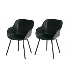 Lot de 2 chaises Sophie Rondo Elegance en résine - pieds en aluminium - Vert Forêt - CHALET & JARDIN