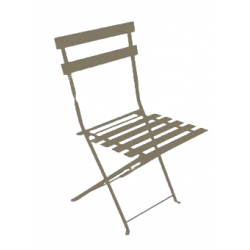 Lot de 2 de chaises de jardin pliantes Bistrot en acier - Taupe - CHALET & JARDIN