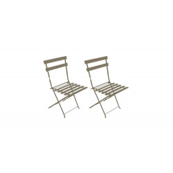 Lot de 2 de chaises de jardin pliantes Bistrot en acier - Taupe - CHALET & JARDIN