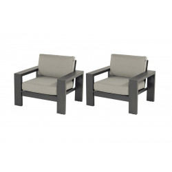 Lot de 2 fauteuils Titan Lounge - Coussins en polyester - Gris/Anthracite - CHALET & JARDIN
