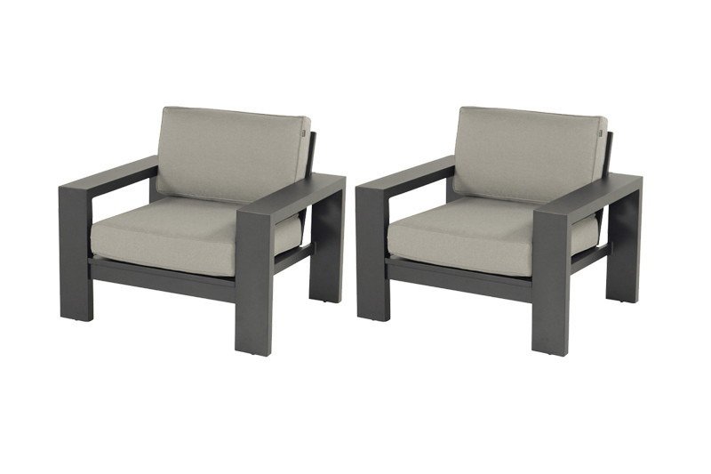 Lot de 2 fauteuils Titan Lounge - Coussins en polyester - Gris/Anthracite
