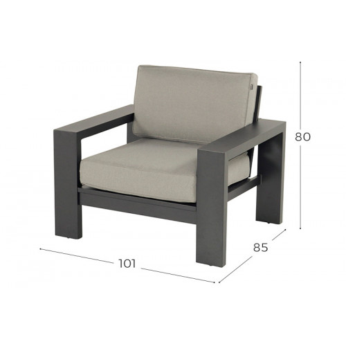 Lot de 2 fauteuils Titan Lounge - Coussins en polyester - Gris/Anthracite - CHALET & JARDIN