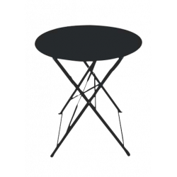 Table ronde d'extérieur pliante Bistro en acier - Noir - CHALET & JARDIN