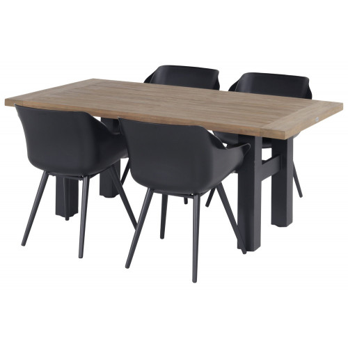 Table Sophie Yasmani 180 x 95 cm - plateau en bois - pieds en aluminium noir - CHALET & JARDIN