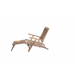 Transat Relax en bois - repose-pied détachable - dossier inclinable - CHALET & JARDIN