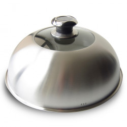 Cloche de cuisson vitrée en inox - à poignée avec thermomètre intégré - Ø 31,5 cm de marque LE MARQUIER, référence: J7189000