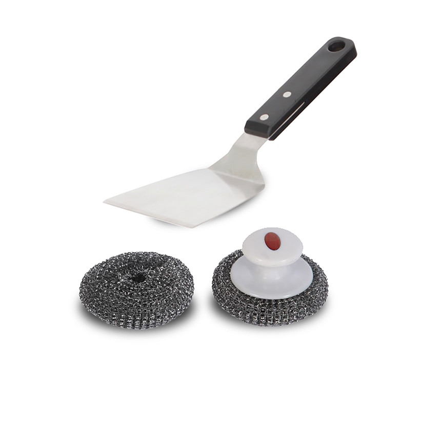 Kit Nettoyage Pour Plancha Le Marquier – 1 Spatule Et 2 Boules Inox - vue 2