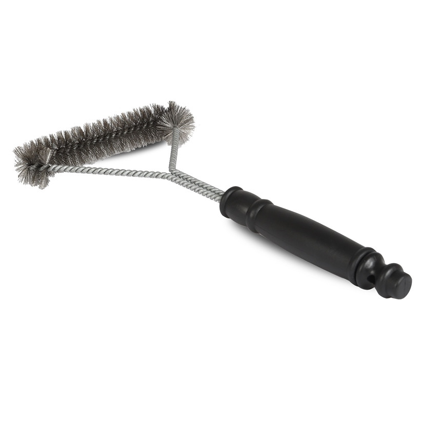 Brosse T inox pour nettoyage de barbecue - manche plastique noir