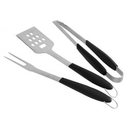 Set de 3 ustensiles en inox (pince, spatule et fourchette) - 44 cm de marque LE MARQUIER, référence: J7196000