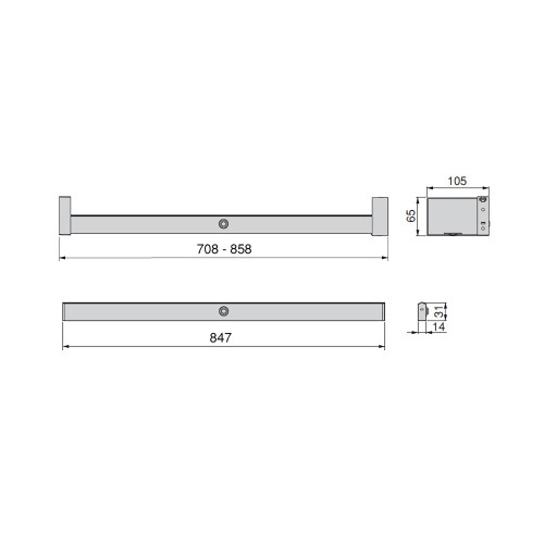 Barre de penderie 708-858 mm pour armoire Castor - lumière LED, détecteur de mouvement - EMUCA