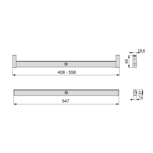 Barre de penderie pour armoire Polux - LED détecteur de mouvement (12V DC), A 558 mm - EMUCA