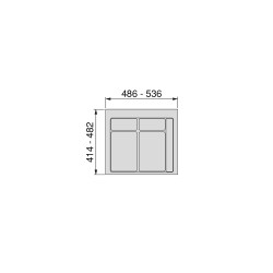 Base Recycle pour poubelles pour tiroir de cuisine, Module 600 mm, gris - EMUCA