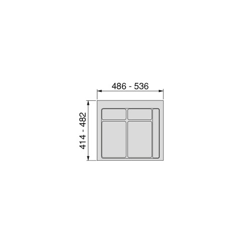 Base Recycle pour poubelles pour tiroir de cuisine, Module 600 mm, gris - EMUCA