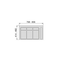 Base Recycle pour poubelles pour tiroir de cuisine, Module 900 mm, gris - EMUCA