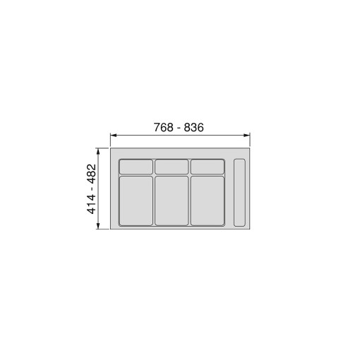 Base Recycle pour poubelles pour tiroir de cuisine, Module 900 mm, gris - EMUCA