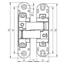 Charnière invisible pour portes., 40 Kg, Peint en aluminium - EMUCA