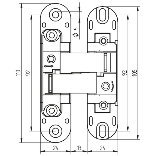 Charnière invisible pour portes., 80 Kg, Peint en aluminium - EMUCA