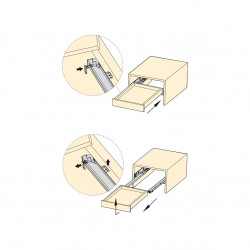 Coulisses invisibles Silver tiroirs à sortie totale - fermeture amortie, P 250 mm, Zingué - EMUCA
