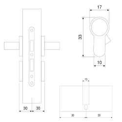 Lot de 5 cylindres de serrure européen de 30 x 30 mm pour portes, 30+30, Nickel satiné - EMUCA