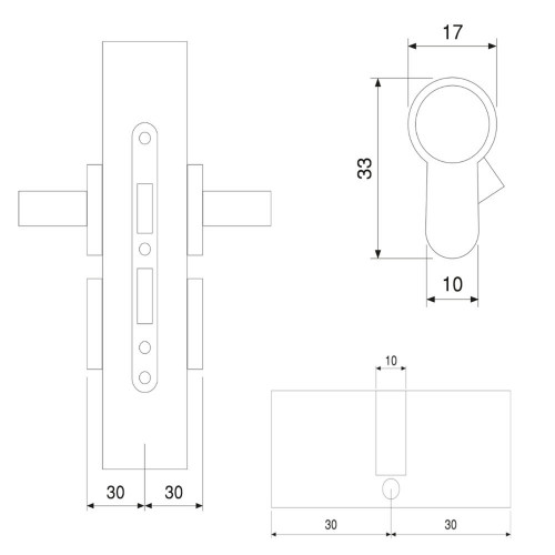 Lot de 5 cylindres de serrure européen de 30 x 30 mm pour portes, 30+30, Nickel satiné - EMUCA