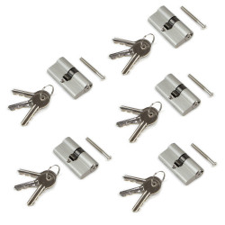 Lot de 5 cylindres de serrure européen de 30 x 30 mm pour portes, Nickel satiné - EMUCA