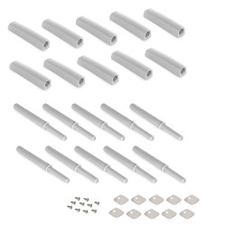 Lot de 10 fermes-porte Push Lite à visser sur l'armoire avec réglage, 80 mm, gris - EMUCA