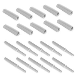 Lot de 10 fermes-porte Push Lite à visser sur l'armoire avec réglage, Plastique gris - EMUCA