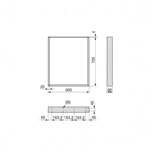Jeu de pieds rectangulaires Square pour table, H 720 x 600 mm, Peint en noir - EMUCA