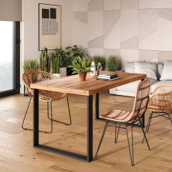 Jeu de pieds rectangulaires Square pour table, H 720 x 600 mm, Peint en noir - EMUCA