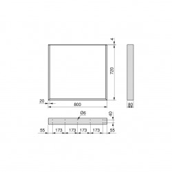 Jeu de pieds rectangulaires Square pour table, H 720 x 800 mm, Peint en noir - EMUCA