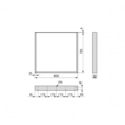 Jeu de pieds rectangulaires Square pour table, H 720 x 800 mm, Peint en noir - EMUCA