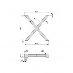 Jeux de pieds Cross pour table, 695 x 695 mm, Peint en blanc - EMUCA