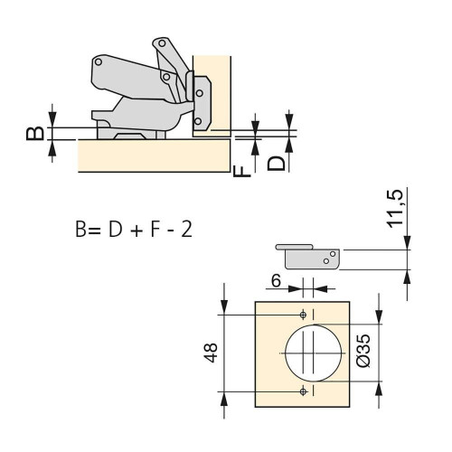 10 kit charnière coudée pour rentrant X91 ouverture 165º - fermeture amortie, Nickelé - EMUCA