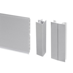 Kit de plinthes de cuisine Plasline avec accessoires union, H 150 mm, Anodisé satiné - EMUCA