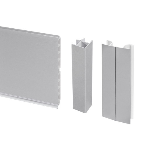 Kit de plinthes de cuisine Plasline avec accessoires union, H 150 mm, Anodisé satiné - EMUCA