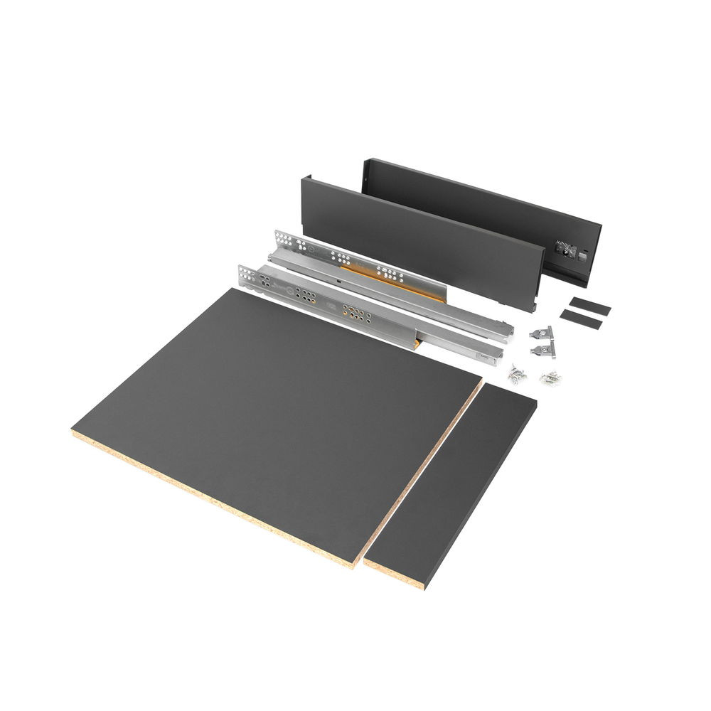 Emuca (1 Unite) Kit De Tiroir De Cuisine Et Salle De Bain Avec Panneaux Incluses, Fermeture Amortie, Profondeur 500 Mm, Hauteur 93 Mm, Module 450 Mm, - Image 4