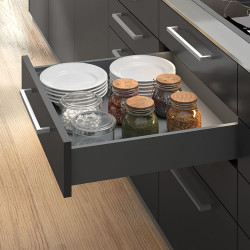 Kit de tiroir pour cuisine et salle de bain Vertex - panneaux inclus, H 93 x M 450, Gris - EMUCA