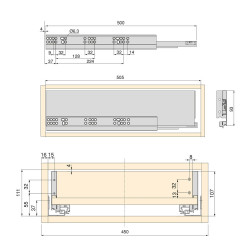 Kit de tiroir pour cuisine et salle de bain Vertex - panneaux inclus, H 93 x M 600, blanc - EMUCA