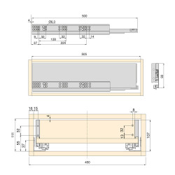 Kit de tiroir pour cuisine et salle de bain Vertex - panneaux inclus, H 93 x M 900, Gris - EMUCA