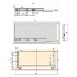 Kit de tiroir, cuisine et salle de bain Vertex - panneaux inclus, H 178 x M 900, blanc - EMUCA