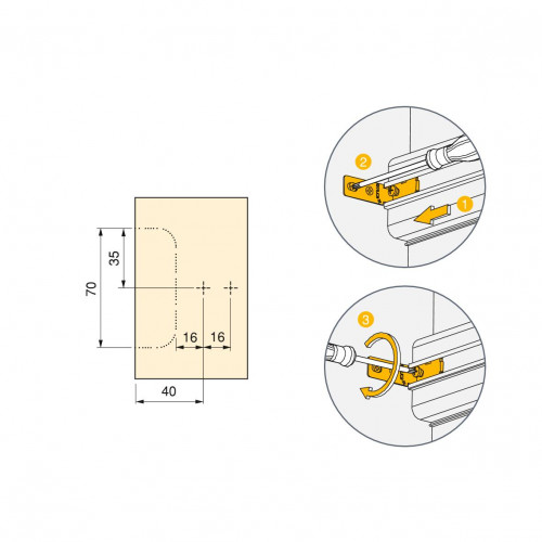 Kit Gola à profil central pour meubles de cuisine, Anodisé mat - EMUCA