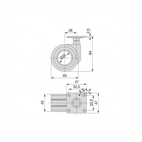 Kit roulettes Hole avec platine de montage - EMUCA