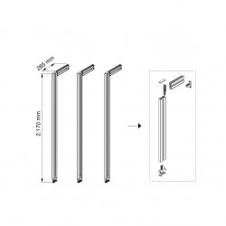 Kit structure modulaire Zero pour ferrures et profils, montage sol et mur, triple, noir - EMUCA