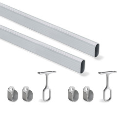 Kit tube de penderie 30x15 mm aluminium, L 1150 mm, Anodisé mat de marque EMUCA, référence: B7226000