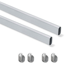 Kit tube de penderie 30x15 mm aluminium, L 750 mm, Anodisé mat de marque EMUCA, référence: B7226100