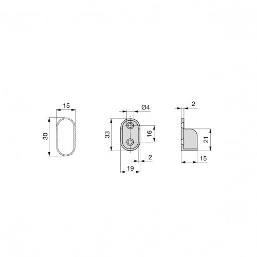 Kit tube de penderie 30x15 mm aluminium, L 750 mm, Anodisé mat - EMUCA